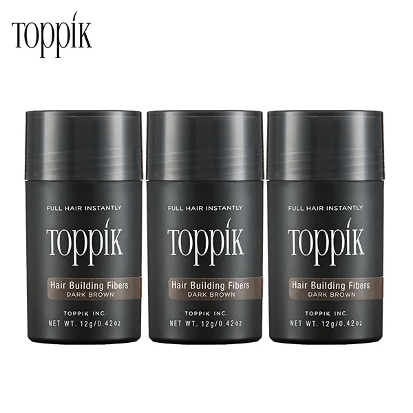 토픽 TOPPIK 12g x 3개 (3개월분) 천연 양모 케라틴 흑채 증모제 펌프별매, 어두운 갈색 12g, 3개입