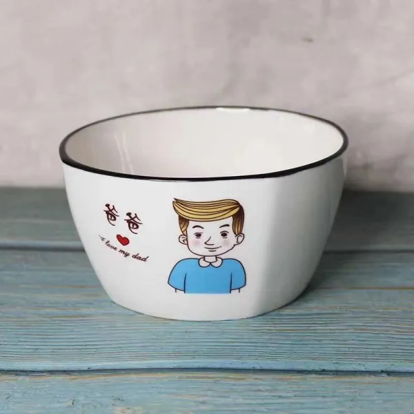 패밀리 가정용 독창적 개성 일가 네 식구 홈 캐릭터 사람이다 사물 구분 대접그릇 먹다 밥공기 사각볼 /아빠 스타일