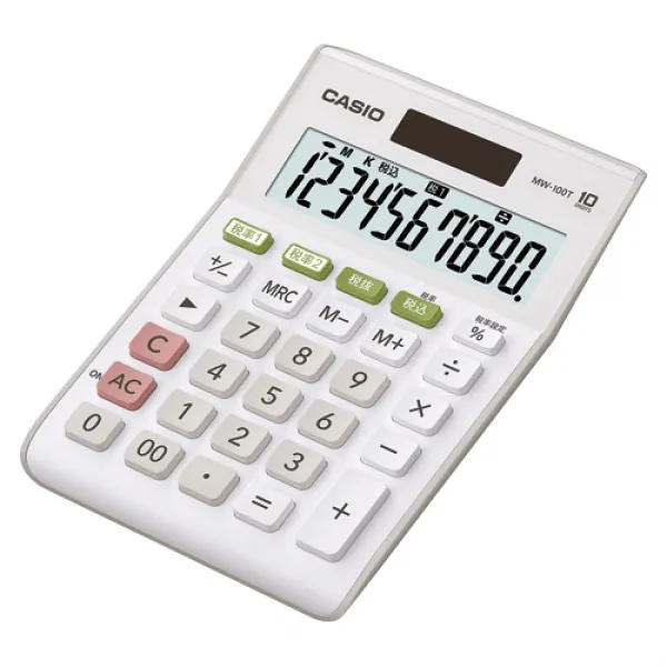 카시오계산기 미니저스트타입 10자리 W세율대응 MW-100T-WE-N, 단일상품