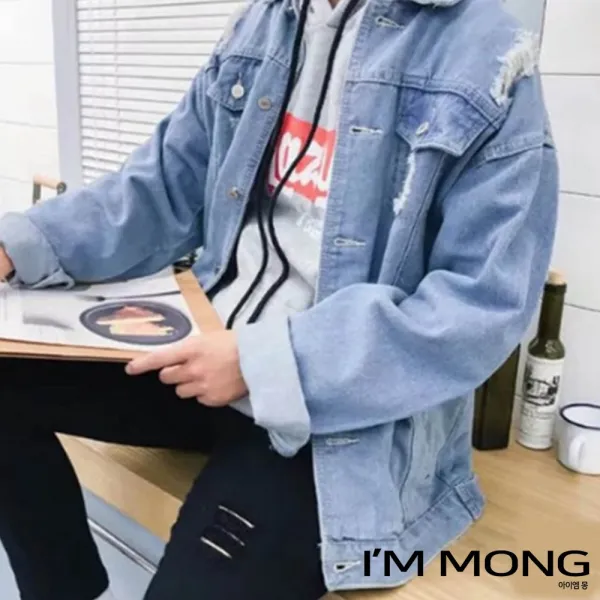 아이엠몽 루즈핏청자켓 청자켓 스크래치 디스트로이드 데님 데님자켓 앙팡