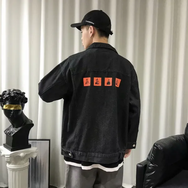 봄가을 데님 코트남 캐쥬얼 튀기다 거리 청의 중국식홑저고리 그라데이션 재킷