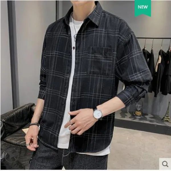 빅피플 남자 긴팔 빅사이즈 체크 이너 셔츠 코트 Sa2711
