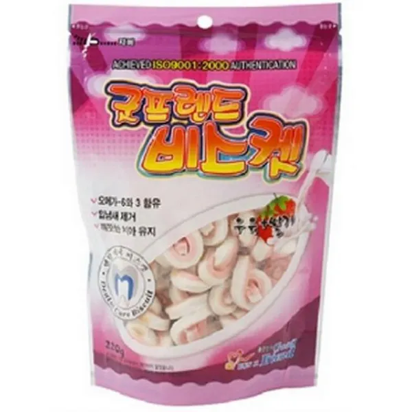 소이즘 애견간식 굿프랜드 비스켓 우유+딸기 220g 강아지간식 강아지 시리얼 쿠키 1