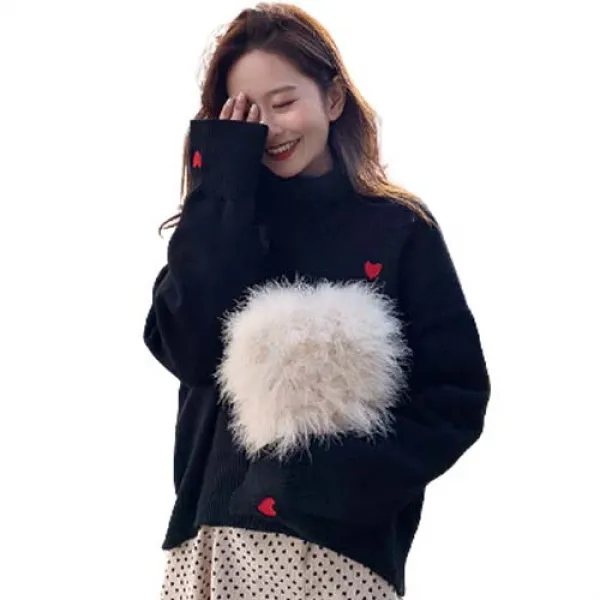 베러댓걸 레드하트 베이직 목폴라긴팔티