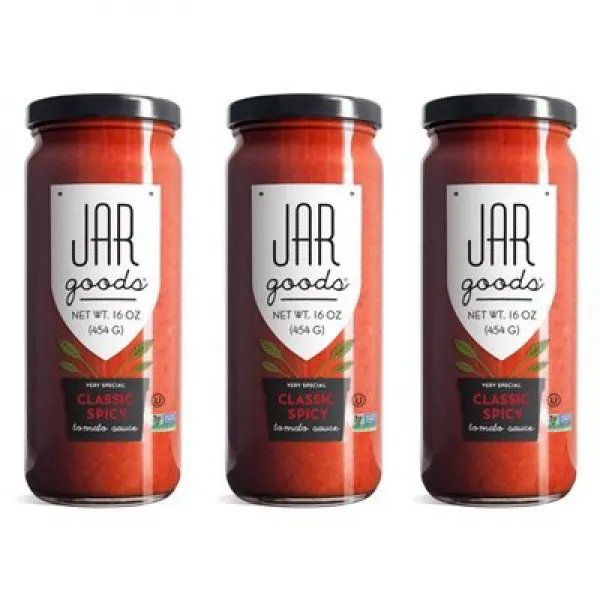 Jar Goods Classic Spicy Tomato Sauce 16 oz Glass Jars (Pack of 3) 자 제품 클래식 매운 토마토 소스 453.6g 유리 자 (3, 1