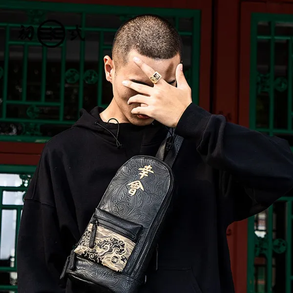 첫 번째 중국 패션 브랜드는 오랫동안 남성과 여성 커플 여름 캐주얼 패션 어깨 대각선 가방 가슴 가방 43045을 만나 존경