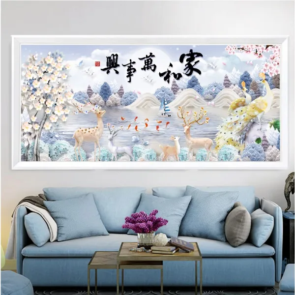 보석십자수 2019뉴타입 다이아몬드그림 가득한주얼리 거실 공작 가화만사성 자신 수공 5D주얼리자수, [전체 드릴] 200 * 80 cm (밝고 화려한 드릴 + 30 % 더 많은 드릴링 볼륨 + 전체 공구 세트)