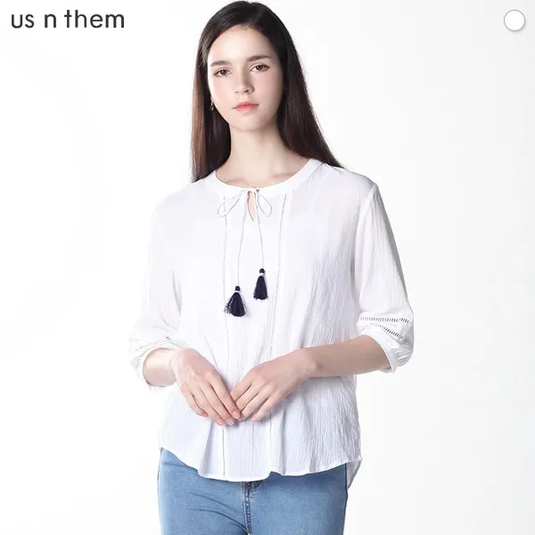 어스앤뎀 Us N Them 잠비아 테슬 레이스 블라우스 택가격:49800원 