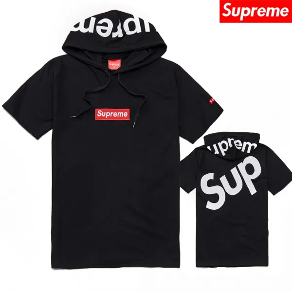 슈프림 후드티셔츠 등판sup반팔 블랙 S~xxl