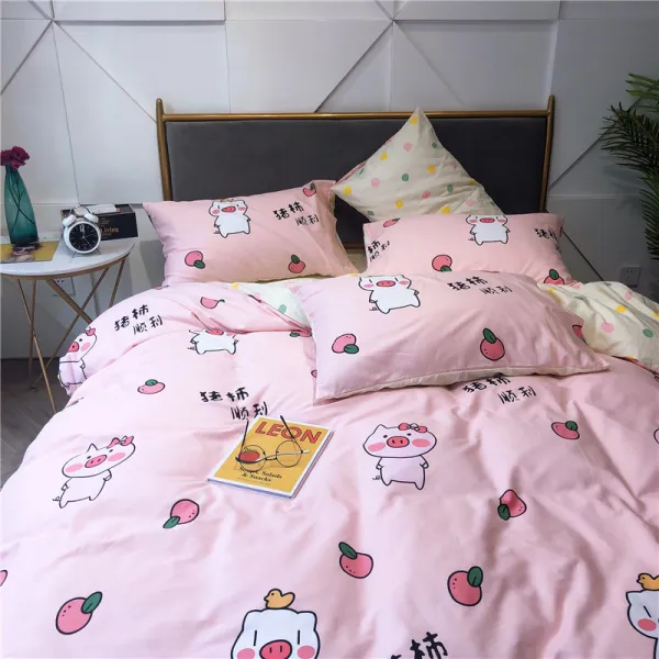 침구단품 핫아이템 애니메이션 4피스세트 순면 귀여운 침구 기숙사 침대싱글 이불커버 쓰리피스 침구커버, C05-1.8미터 스커트타입(격일 상품발송)