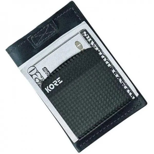 KORE 남성 슬림 지갑 + 탄소 섬유 머니 클립 [RFID Block]