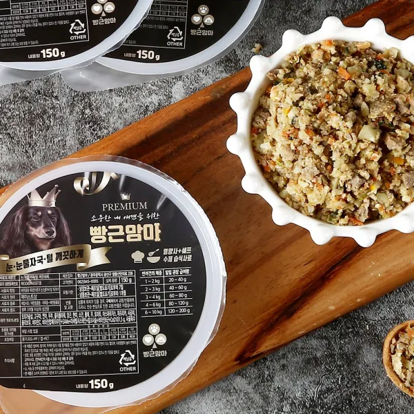 [빵근맘마] PREMIUM 눈 눈물자국 털 깨끗하게 애견습식사료 (150g) 5개세트 수제사료, 150g, 오리