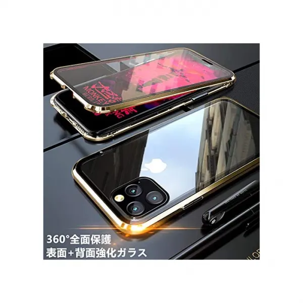 YMXPY [YMXPY] 표면 강화 유리 + 뒷면 iPhone11 케이스 알루미늄 범퍼 360 ° 전면 보호 자석 고정 설치 가능한 표리 풀 커버 클리어 투명