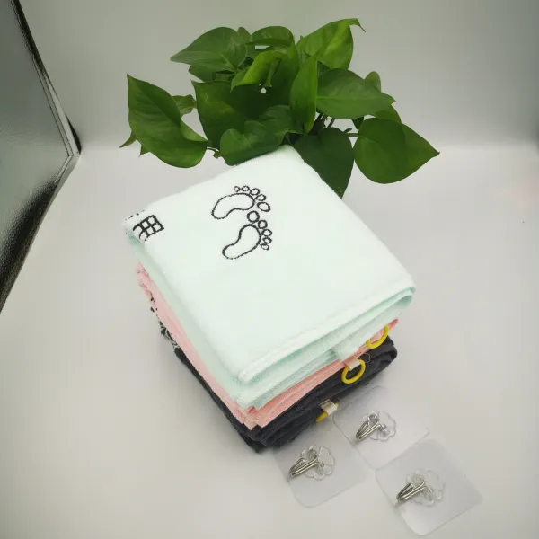 수건 고리포함 분류 타월 발 그림 발문지르는 티슈 세수 샤워 가정용전 면, T08-3개 발문지르는 갈고리타입(블루+핑크+그레이), C01-34x70cm