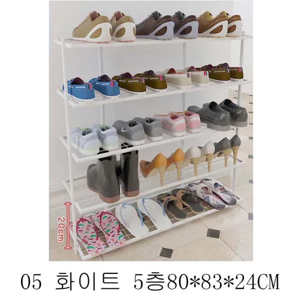 뉴타임즈9 간이 철화대 다층 가정용기숙사를 문어앞 신발장에 놓으면 문간신발장 공간 경제형 수금형 철제화대XT17 A28, 05 화이트 5층80*83*24CM