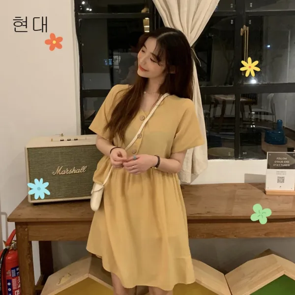 성미성방 190806프렌치 브이넥 섹시 볼륨 더블 달콤 상큼 반팔 긴팔 빈티지 원피스 여한판 루즈 양미 날씬해 보이는 이너 스커트 오프숄더 체크원피스 가을신상x01