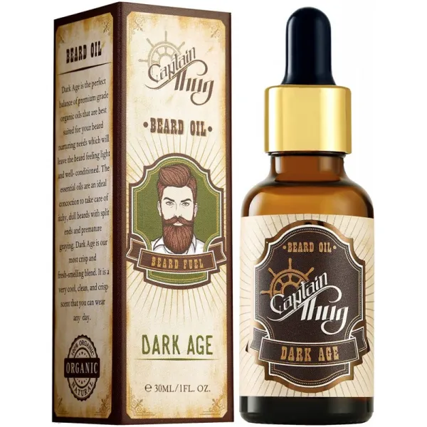 선장 Thug 암흑기 수염 오일 컨디셔너 – Ultra Premium Ayurveda – 8 에센셜 오일 – 수염 성장을 부드럽게하고 부드럽게하며, 1
