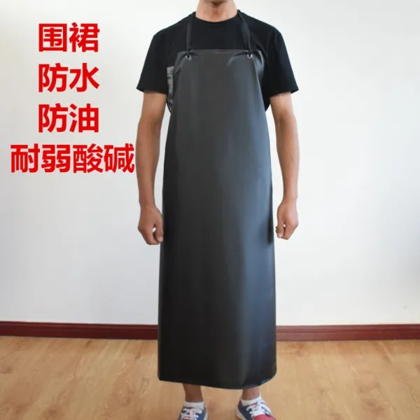 PVC 완병 방수 기름튐방지 정육점 주방 업소용 내구성좋은 앞치마, 검정과 빨강 복합 앞치마