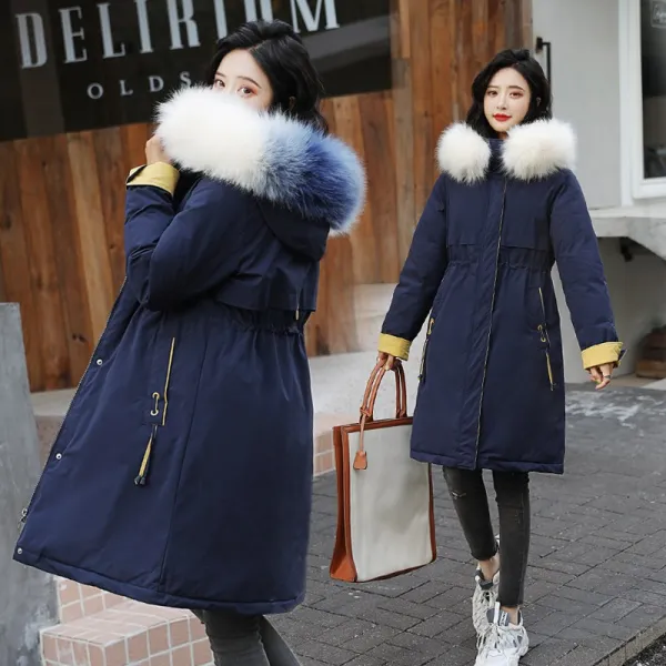 Okseller1 시티룩 캐주얼룩 퍼장식 야상 롱 패딩점퍼