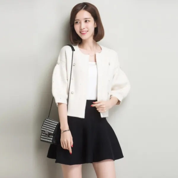 [해외]여성상의 > 니트/스웨터/가디건 여성 상의 / 캐주얼의류 15 new winter Korean fashion ladies short paragraph beaded cashmere knit cardigan sw