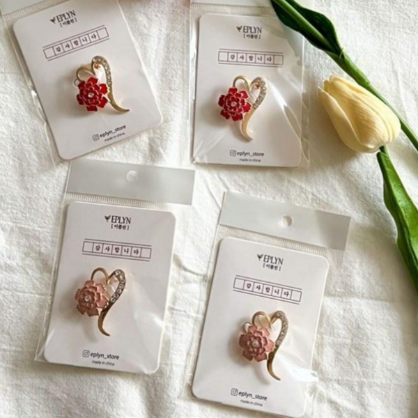 생활상식 어버이날 스승의날 하트 카네이션 브로치 4종 세트