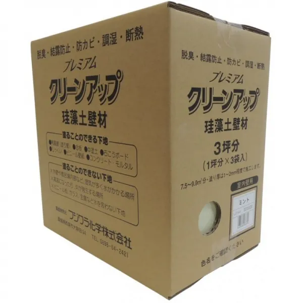 후지와라 화학 수계 끝막음 칠 자재 프리미엄 클린 업 규조 흙벽재 3평 정도 민트 9kg