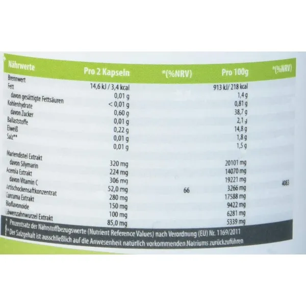 SanaExpert LeberVital Pro 간 및 담즙 용 식품 보충제 밀크 시슬 커 큐마 민들레 아티 초크 아세로라 120 캡슐 Sa