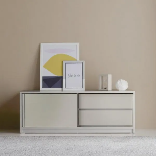  바보사랑 리온 슬라이딩 거실장 1200 그레이투톤/좌측서랍