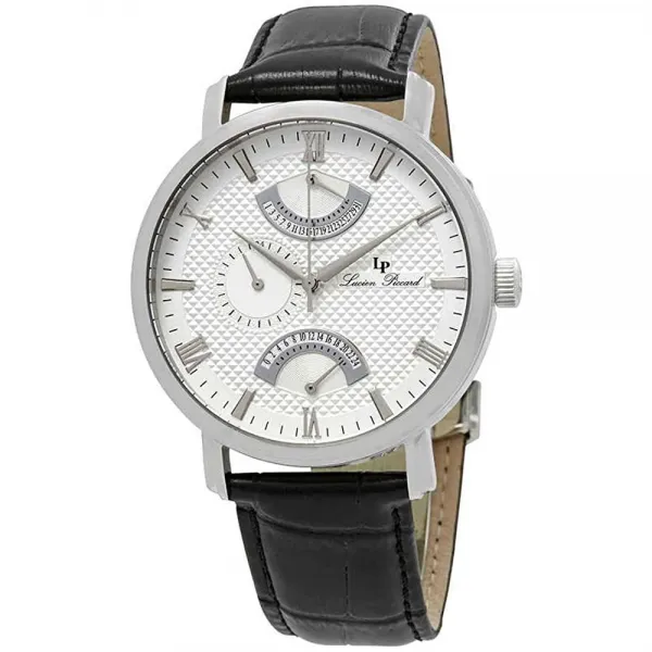 Lucien Piccard 루시 피카르 베로나 GMT 역행 화이트 남성 시계 10340 02S 다이얼