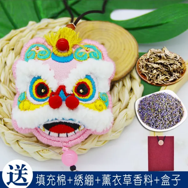 DIY 핸드메이드 사자 춤 공연이다 재료 가방 자수하여 보호함 몸 덕택이다 장신구 외지인 향낭, 바칸디핑크 사자 춤 공연이다 있음 자