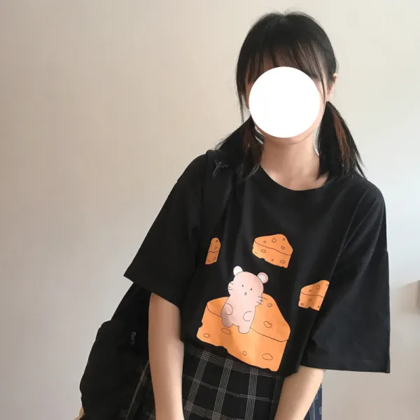 케이댄스 하계반팔티 여름반팔티 누이동생이 달다 미학 마당 무드 상의 빈티지 여성 와이드 루즈핏