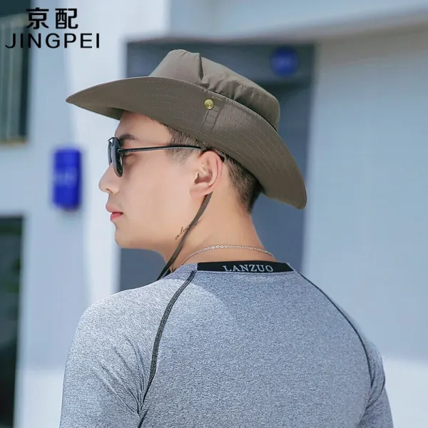 경배 진피남 야외등산모자 남성 낚시차양 후드 남성 순도 차양 후드 군록, 단일상품