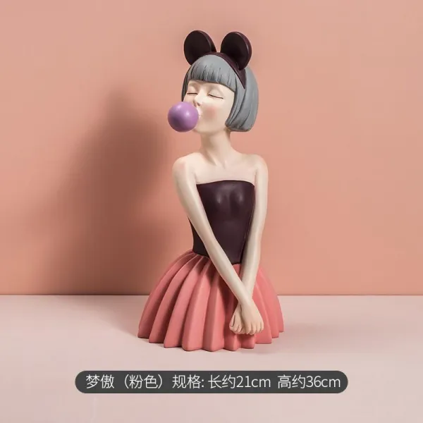 쿠키 인테리어 퍼프 여자 노르딕 경사풍 실내 거실 티테이블 현관열쇠 수납 엔틱한디자인, 퍼프 여자 -- 꿈거만한 （핑크 ）