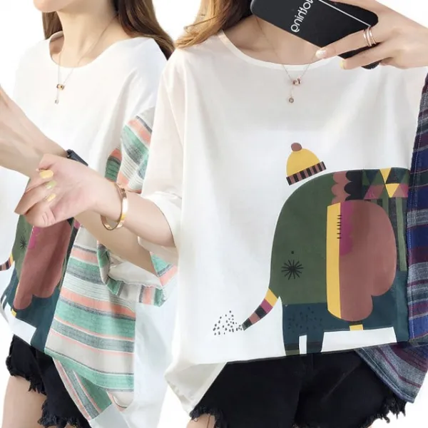 엘레스 여성 박시핏 반팔 티셔츠 A 146 2p