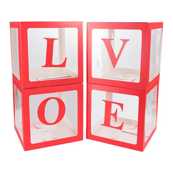 THE VEDO SHOP 생일 파티를위한 결혼식을위한 4 조각 라텍스 풍선 상자 성별 공개 레드, 빨간
