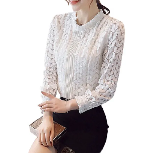 베러댓걸 팝핑컬러 레이스 블라우스