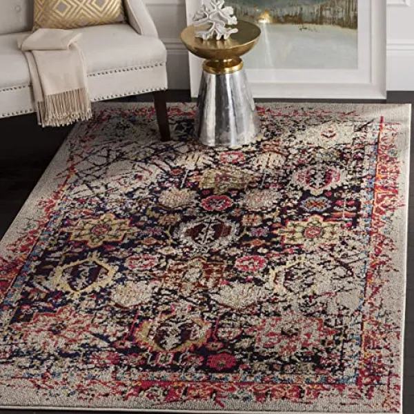 Safavieh Monaco Collection Mnc206g 현대 추상적 인 오리엔탈 회색과 다각적 인 고민 지역 양탄자 9 ' 9' X 12' Red／turquoise 9' X 12' Red／turquoise 9' X 12' Red／turquoise