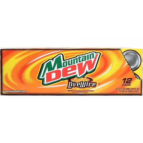 Mountain Dew 마운틴듀 라이브 와이어 스파크드 오렌지 355ml 12캔, 1개