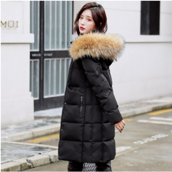 화이트 여성 하프기장 스타일리쉬 참되다 빅 털넥 블랙코트 여자겨울옷 핫한