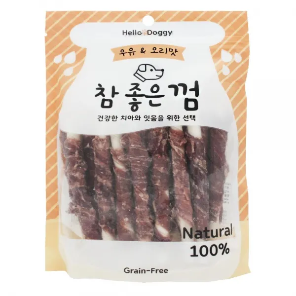 애견 이갈이 잔존유치 방지 오리말이 우유 스틱 껌 24p, 1개