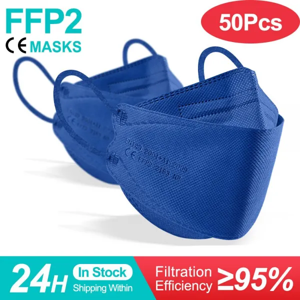 컬러 피쉬 마스카라 FFP2 KN95 마스크 한국 인증 마스카라 fpp2 동질가 호흡기 ffp2mask ce 재사용 가능한 마스크 마스크, dark blue 50pcs_5