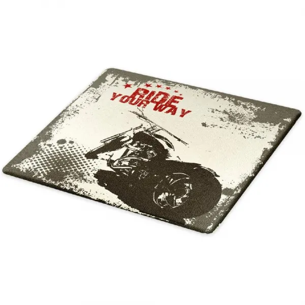 Ambesonne 도마 타고 원 방식으로 단어 오토바이 이미지 포스터 작품 인쇄 장식 강화 유리 및 이사회에 상세페이지참조