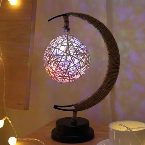 해외직구 LED 별빛 애플 크리스마스 화랑 조명 침대방 수제 헴프 철야등에서 거실 장식, purple, Vine ball