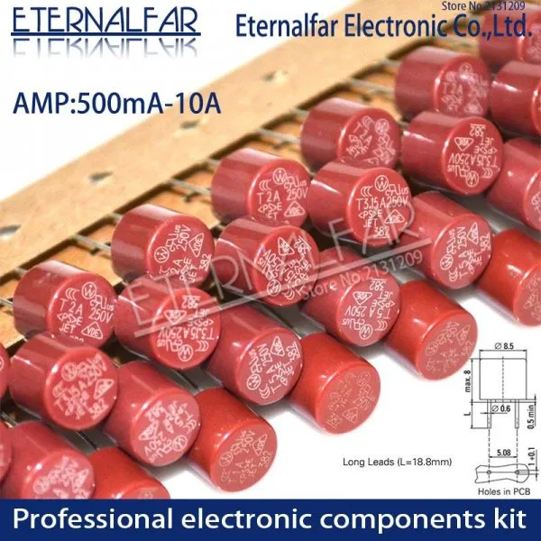 원형 퓨즈, T0.5A T0.8A T1A T2.5A T3.15A T4A T5A T6.3A T8A T10A 250V 382 플라스틱 T2A LCD TV 전원 보드, 일반적으로 정수기