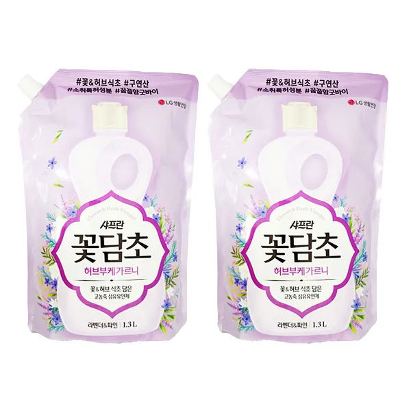 SHMALL LG 샤프란 꽃담초 고농축 섬유유연제 실내 건조시 꿉꿉한 냄배 감소 만족도 93.3%, 2개, 1.3L
