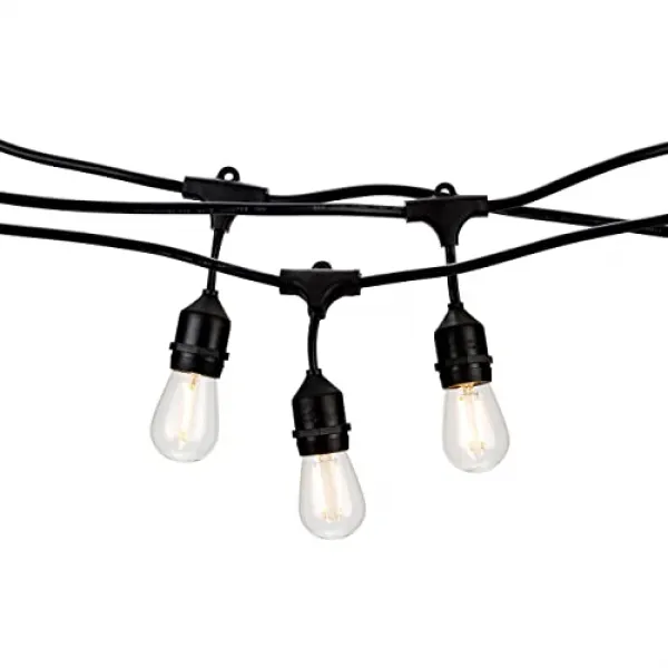 NMT HLO 조명 옥외 비바람에 견디는 상업적인 LED 뒤뜰 비스트로 다방 안뜰 빛 끈 48Ft 포도 수확 에디슨 현관 물가 2Ft 간격 - P010807C3GMDWF8, 기본, 기본