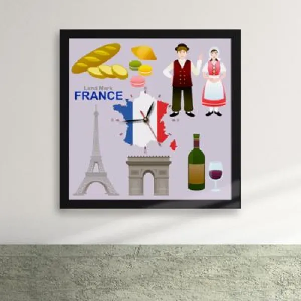 cw127-세계를여행하다 세계의랜드마크액자벽시계 디자인액자시계 블랙/F타입-프랑스, 블랙/F타입-프랑스