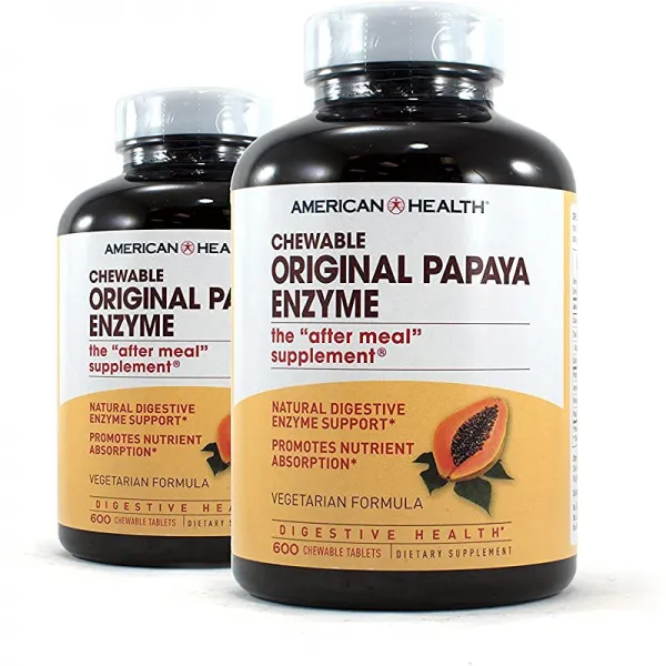 원래 파파야 효소 츄어블 태블릿 2팩 영양소 흡수 촉진 및 소화 글루텐 자유 채식 600 카운트 400 총 서빙 도움 상세페이지 참조 상세페이지 참조