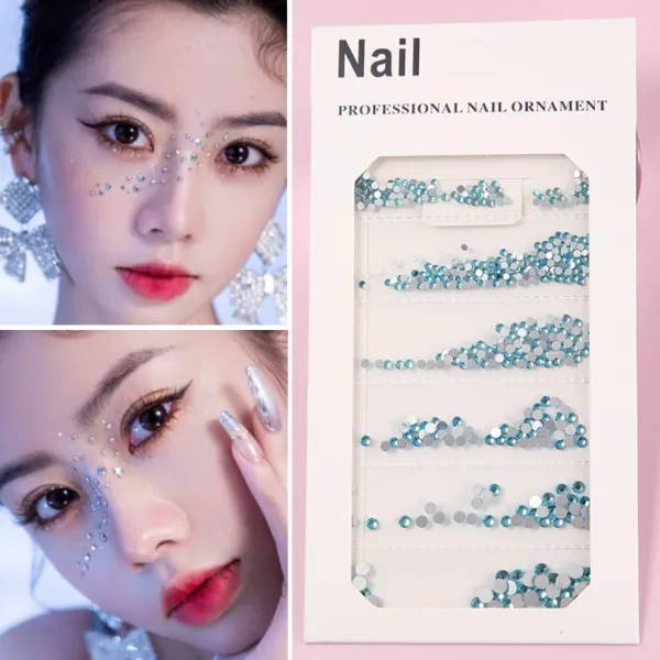 엘네티 글리터 색조메이크업 눈초리 스티커 별 눈물 사마귀 첩 라이크 무대 화장함 선명한 규빅 펀치크 장식, Q40- 플랫 블루 규빅 (금저 )아