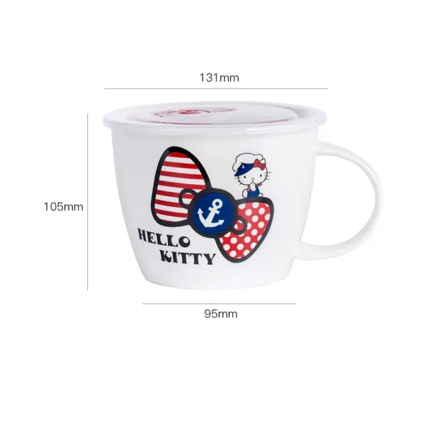 라면 공기 HELLOKITTY 있음 뚜껑 기숙사 하나 세탁하기 쉬움 큐트 전자렌지 도자기 그릇을 깨뜨리다, 진기한 취미 마린 라면 공기 무채상자